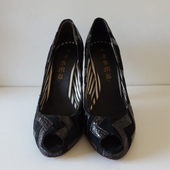 L.A.M.B. Peep Toe Pumps Leather & Suede - Picture 5 of 8